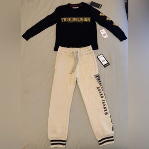 True Religion Kids 2-Piece Outfit Long Sleeve Shirt & Jogger Pants M 5/6 NWT